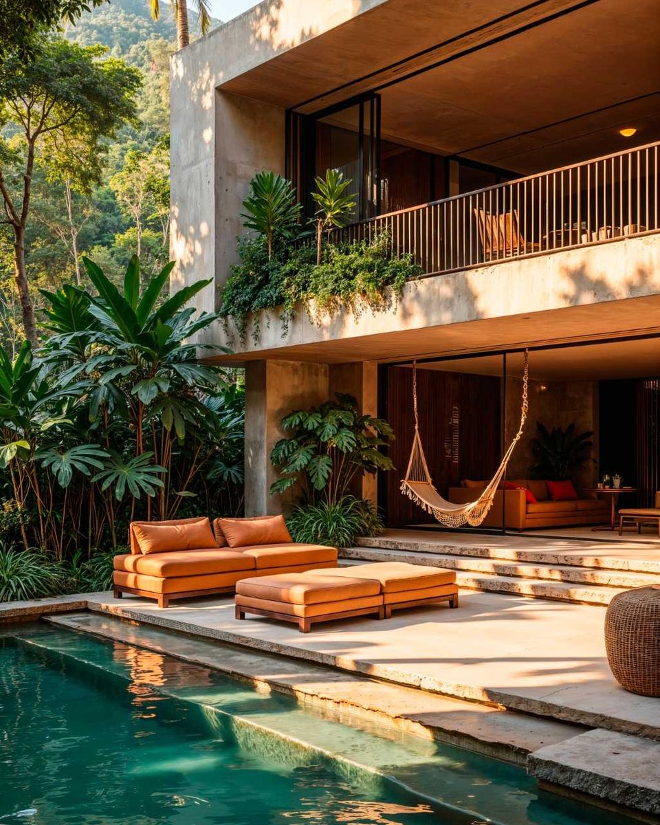 Poolside terrace of a villa